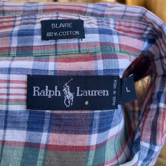 Ralph Lauren Men's Button Down Short Sleeve Shirt Plaid Size L - Picture 5 of 5